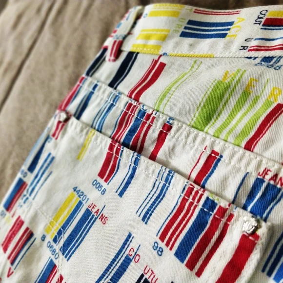 Archive Versace Jeans Couture Barcode Jeans Y2K Rainbow White Men’s 32 - Picture 6 of 11